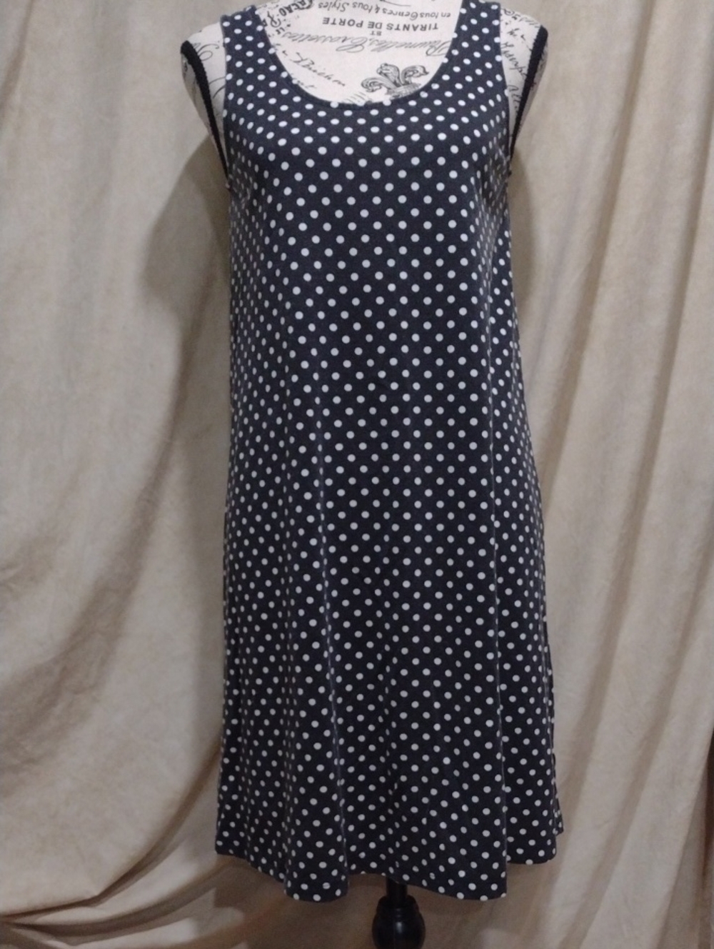 Black Polka Dot Sleeveless A-Line Dress